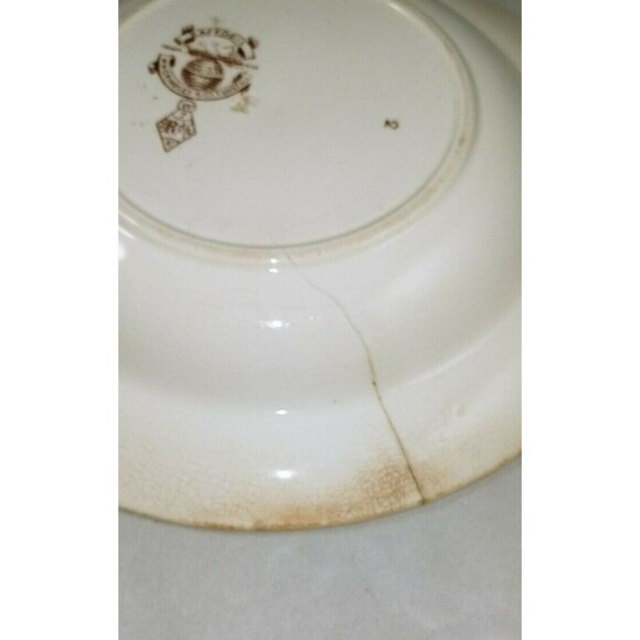 W.H. Grindley Daffodil Brown White Transferware Ironstone Bowl Ca. 1880s Vintage - Picture 6 of 16